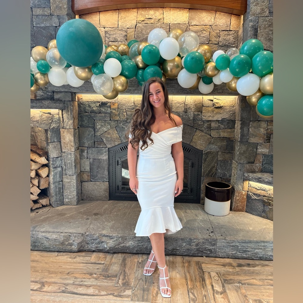 Lady Black Tie White Midi Dress - Brienne Dress White